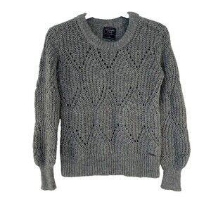 ABERCROMBIE & FITCH Sweater Small Women's Long Sleeve Crew Neck Gray Wool Alpaca